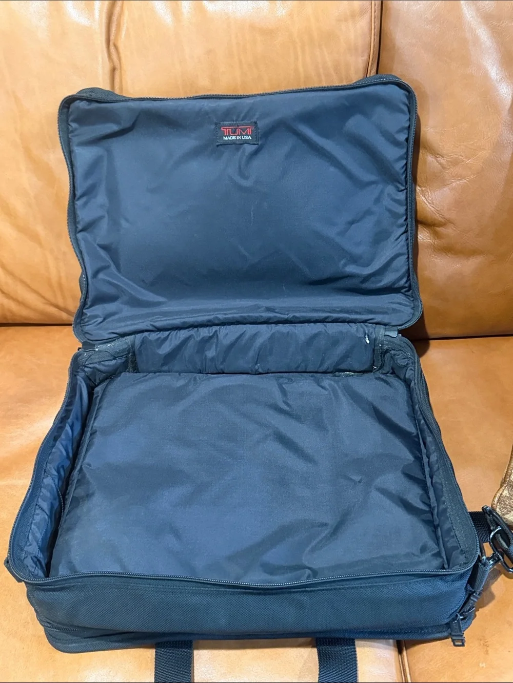Tumi Black Laptop Briefcase with Top Handles and Shoulder Strap